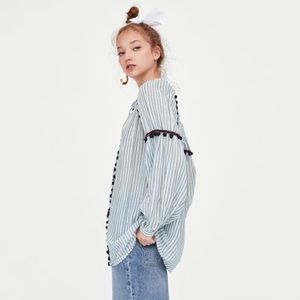 Zara Striped Tunic With Tassels and Pompoms!